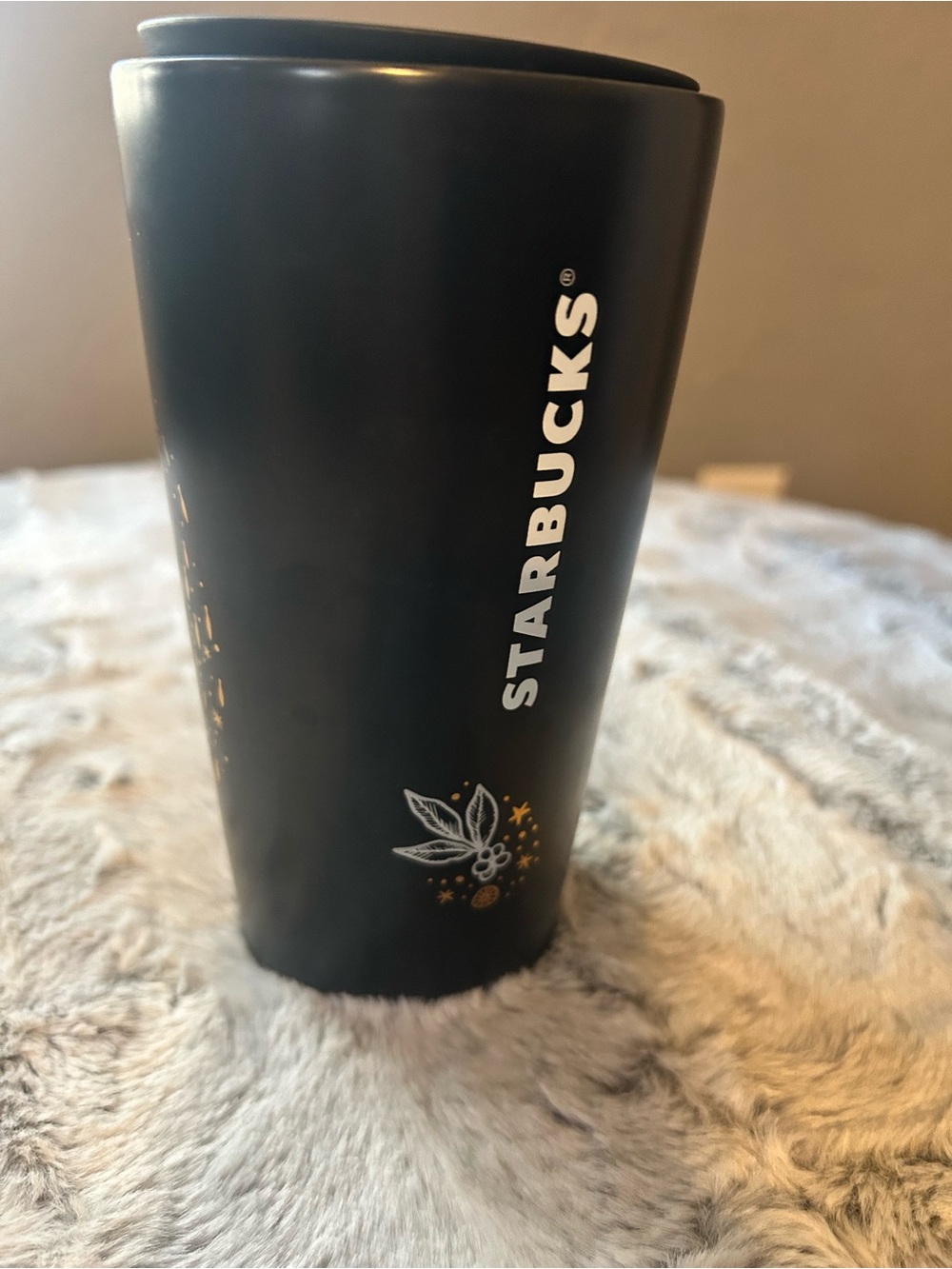 Starbucks Black and White Mermaid Travel Tumbler with Gold Accents - Picture 2 of 4